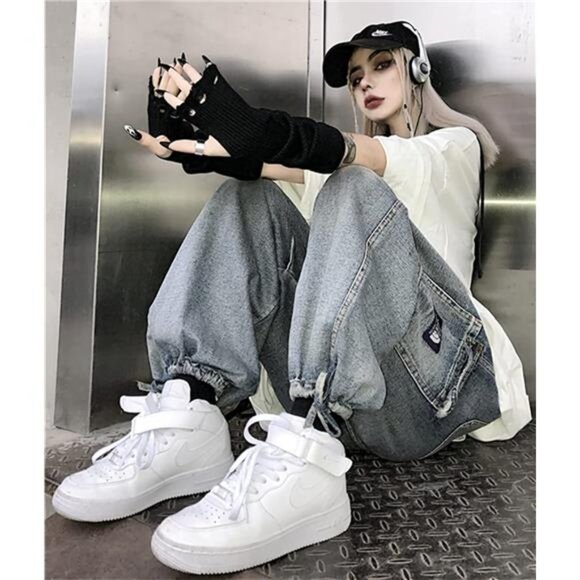 Arm Warmers Emo Punk Y2k Arm Sleeves Fingerless Gloves - Picture 6 of 6